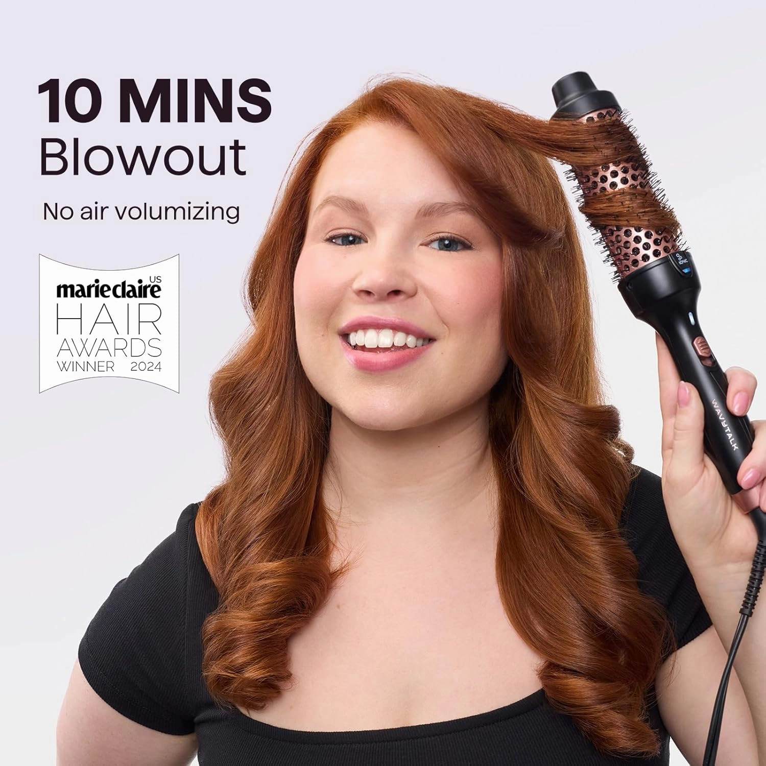 Wavytalk Thermal Brush for Blowout Look, Blowout Express 1.5 Inch Ionic Thermal Round Brush Makes Hair Smoother Get Natural Curls, Dual Voltage, Easy to Use