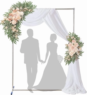 Wedding Arch, 7x5FT Arch for Wedding Ceremony with Support Feet Base, Square Metal Stand Frame for Wedding, Party, Bridal, Garden, Outdoor, Rectangle Archway for Balloon Decoration