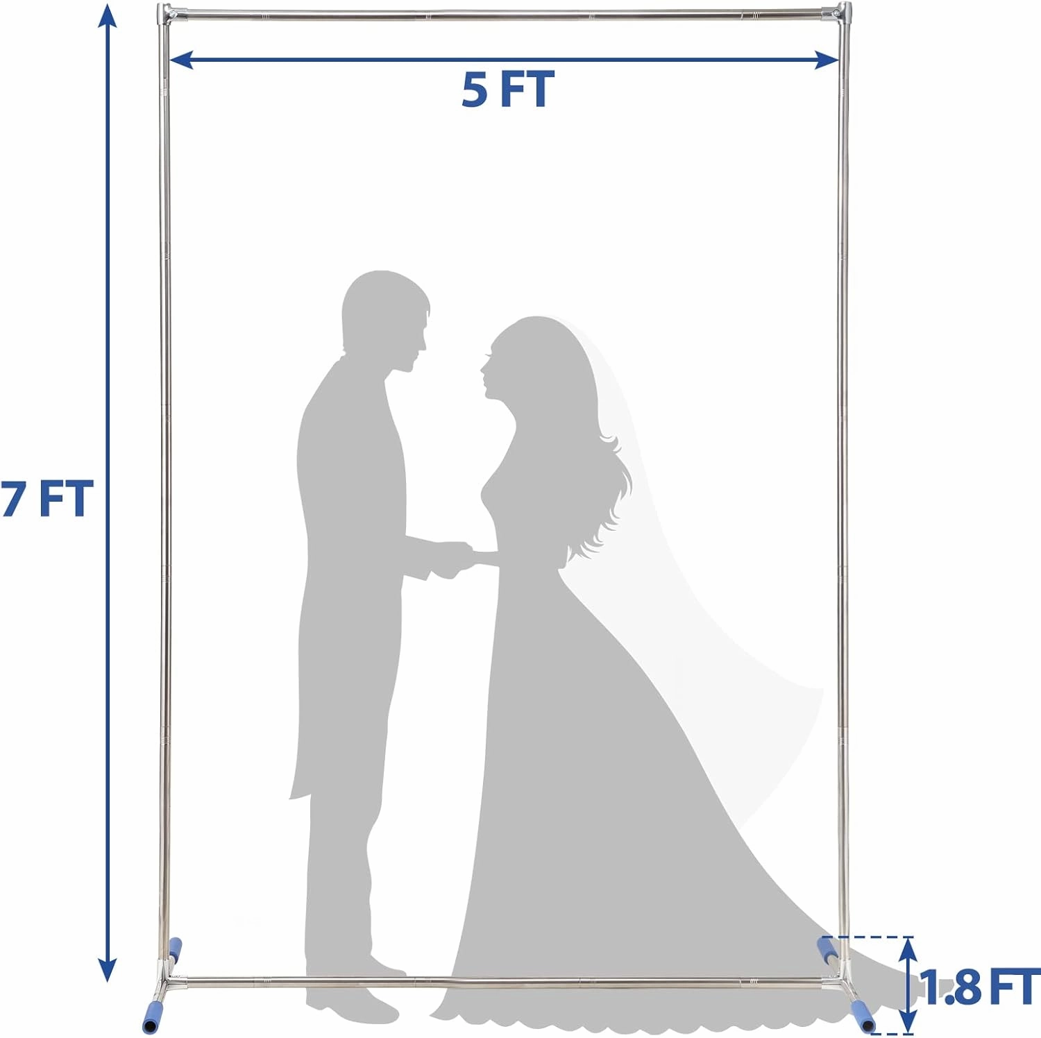Wedding Arch, 7x5FT Arch for Wedding Ceremony with Support Feet Base, Square Metal Stand Frame for Wedding, Party, Bridal, Garden, Outdoor, Rectangle Archway for Balloon Decoration
