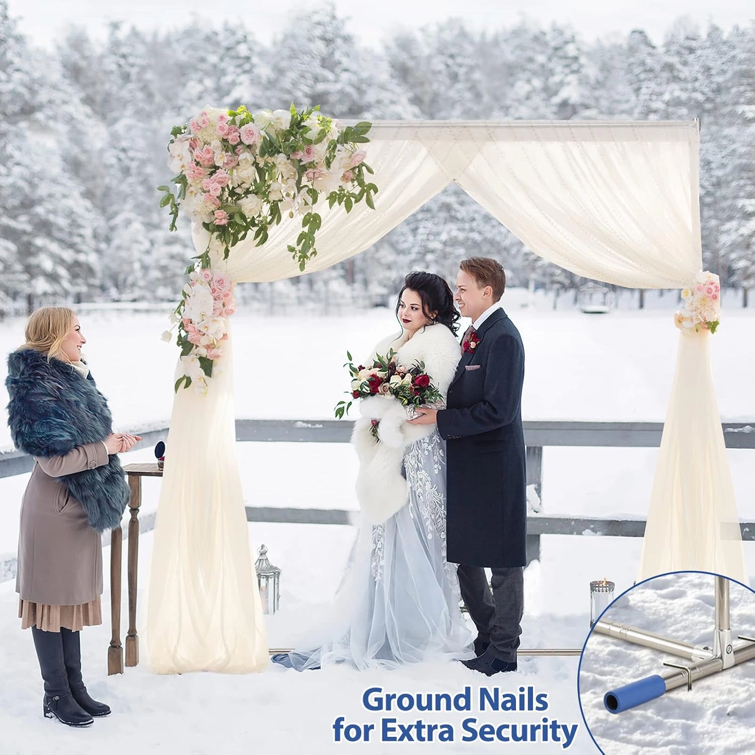 Wedding Arch, 7x5FT Arch for Wedding Ceremony with Support Feet Base, Square Metal Stand Frame for Wedding, Party, Bridal, Garden, Outdoor, Rectangle Archway for Balloon Decoration