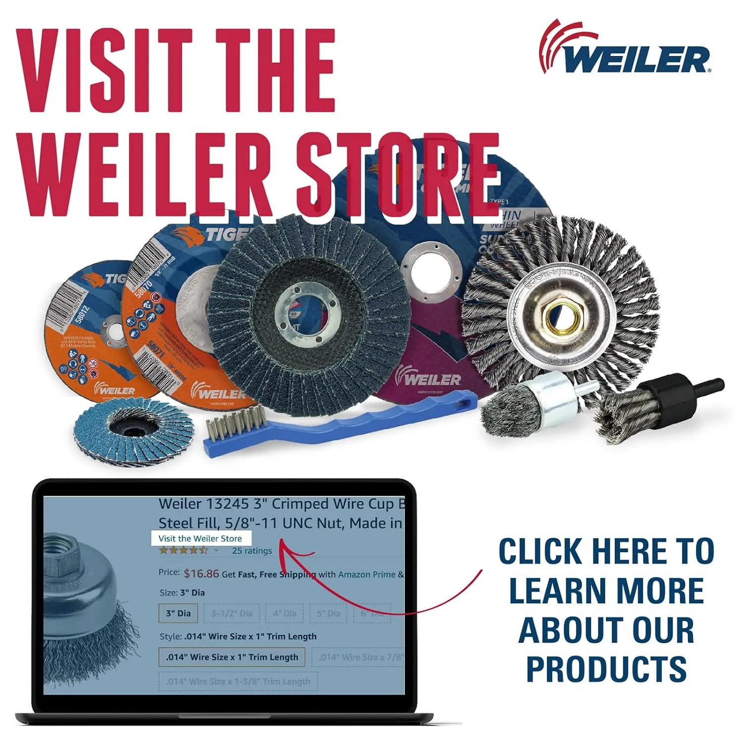 Weiler 12276 5" Single Row Knot Wire Cup Brush, .023" Steel Fill, 5/8"-11 UNC NUT, Made in the USA