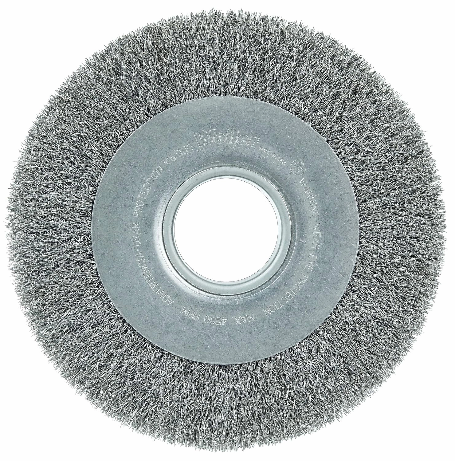 Weiler 06090 8" Medium Face Crimped Wire Wheel, .006" Steel Fill, 2" Arbor Hole, Made in The USA