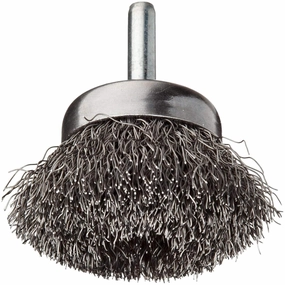 Weiler 14301 1-3/4" Crimped Wire Cup Brush, .0118" Steel Fill, 1/4" Stem, Made in the USA