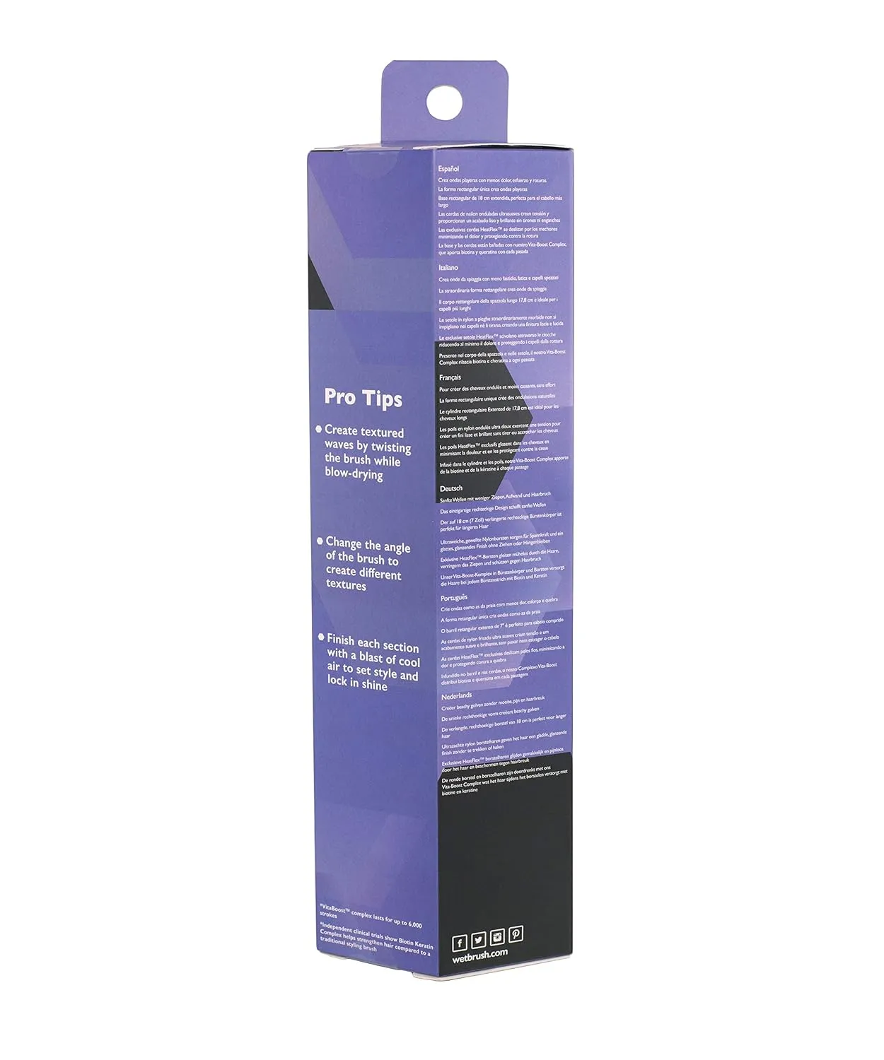 Wet Brush Beach Waves Round Brush - For All Hair Types - Loose Curls & Beachy Waves - A Perfect Blow Out with Less Pain, Effort and Breakage Square Barrel, 2" Barrel