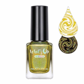 Whats Up Nails - Baby Karats Stamping Polish Holographic Gold Lacquer for Stamped Nail Art Design 7 Free Cruelty Free Vegan