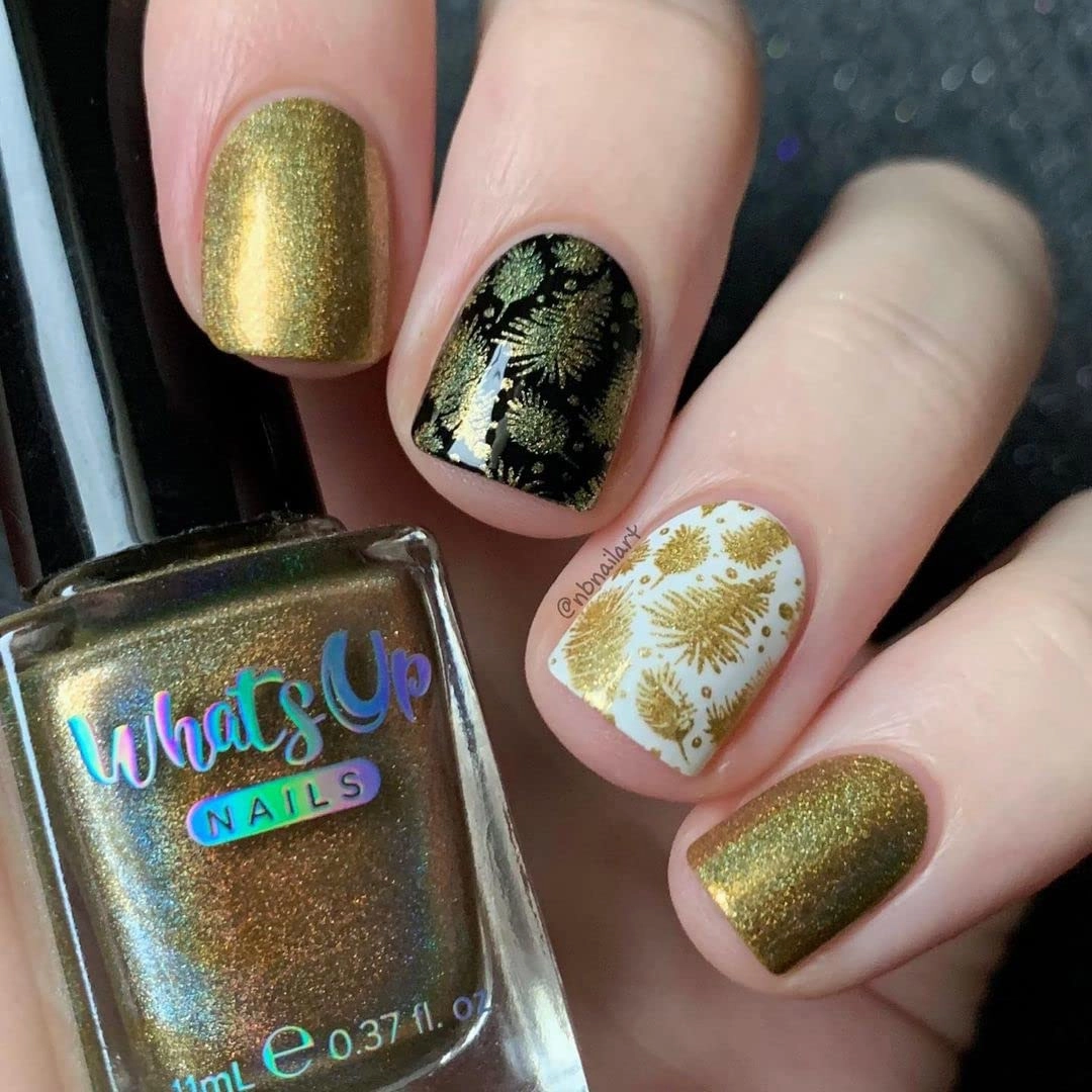 Whats Up Nails - Baby Karats Stamping Polish Holographic Gold Lacquer for Stamped Nail Art Design 7 Free Cruelty Free Vegan