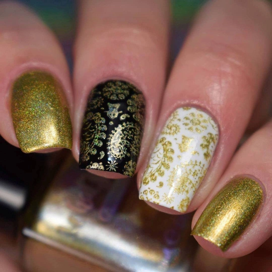 Whats Up Nails - Baby Karats Stamping Polish Holographic Gold Lacquer for Stamped Nail Art Design 7 Free Cruelty Free Vegan