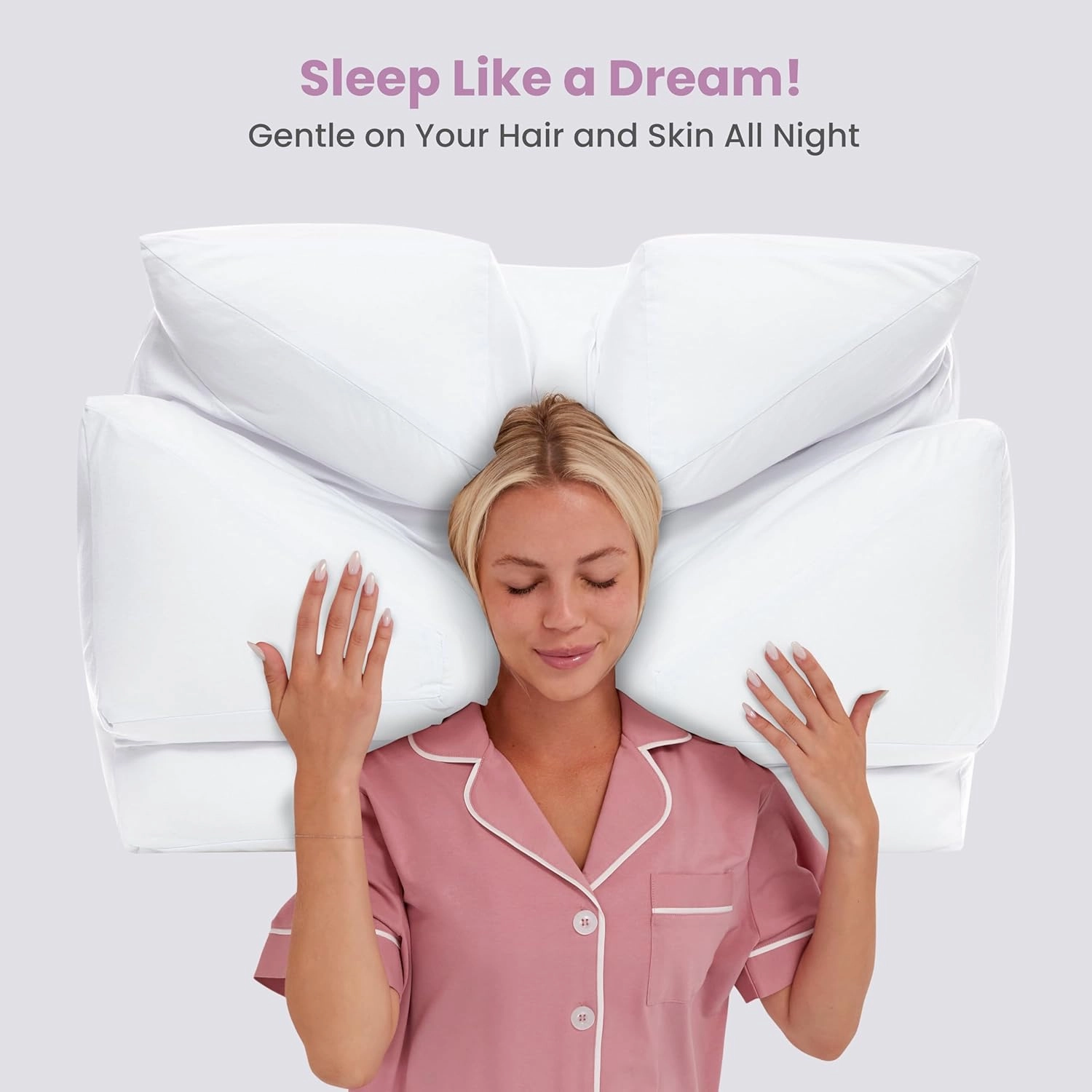 Wife Pillow Cover Only - Jersey Knit Pillowcase, Soft 100% Cotton T-Shirt Feel - Contour Exclusively for Arm & Body Position Side, Stomach & Back Sleeper Bed Pillow, Machine Washable & Dryable, White