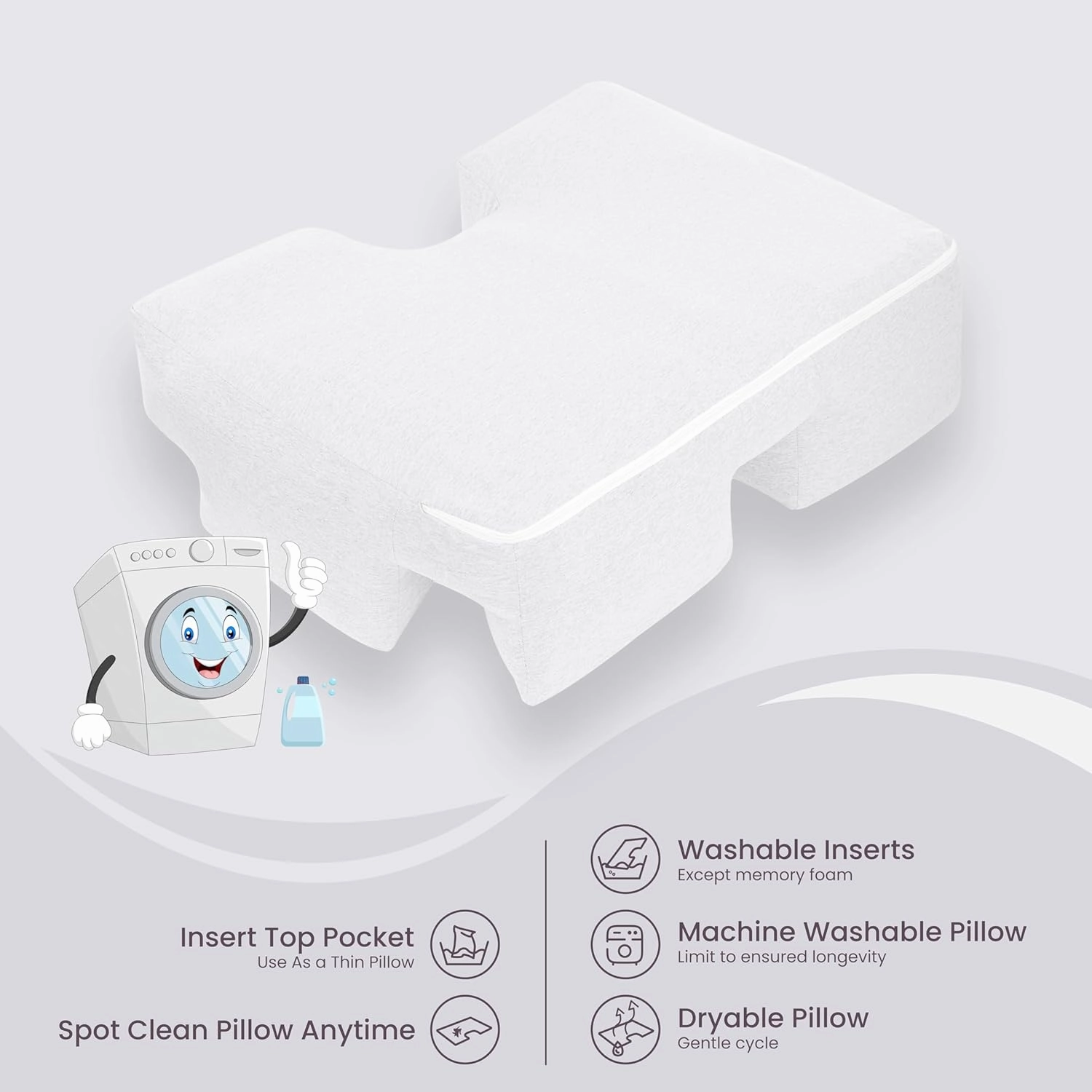 Wife Pillow Cover Only - Jersey Knit Pillowcase, Soft 100% Cotton T-Shirt Feel - Contour Exclusively for Arm & Body Position Side, Stomach & Back Sleeper Bed Pillow, Machine Washable & Dryable, White