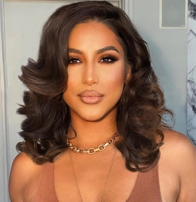 WIGER Short Wavy Wigs for Women Mixed Brown Loose Wave Bob Hair Wig 14 Inch Side Part Shoulder Length Glueless Lace Part Hair Synthetic Curly Wig for Daily or Party