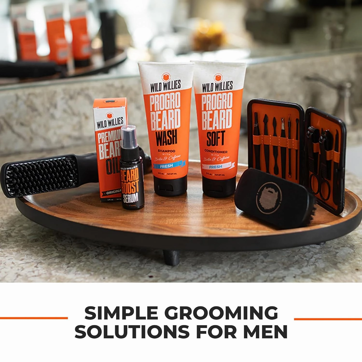 Wild Willies Beard Brush & Beard Balm Leave-In Conditioner Kit, Boar Bristles, Travel Size, Ergonomically-Designed Handle, Promotes Fast Beard Growth & Removes Itch