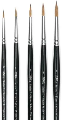 Winsor & Newton Series 7 Kolinsky Sable Brush - Pointed Round, Set of 5