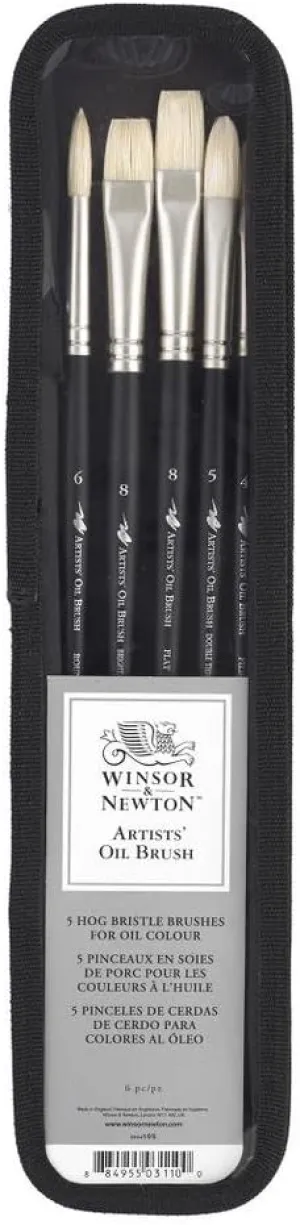 Winsor & Newton"Artists" Hog Oil Brush (Pack of 5),Black,Large