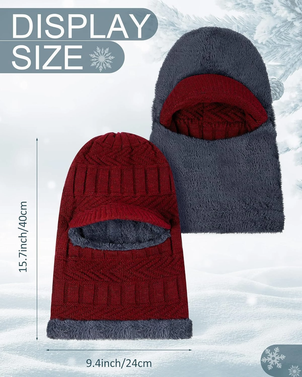 Winter Knitted Balaclava Hat Warm Cycling Face Covering Warmer Knit Hat Winter Neck Gaiter for Outdoor Sports