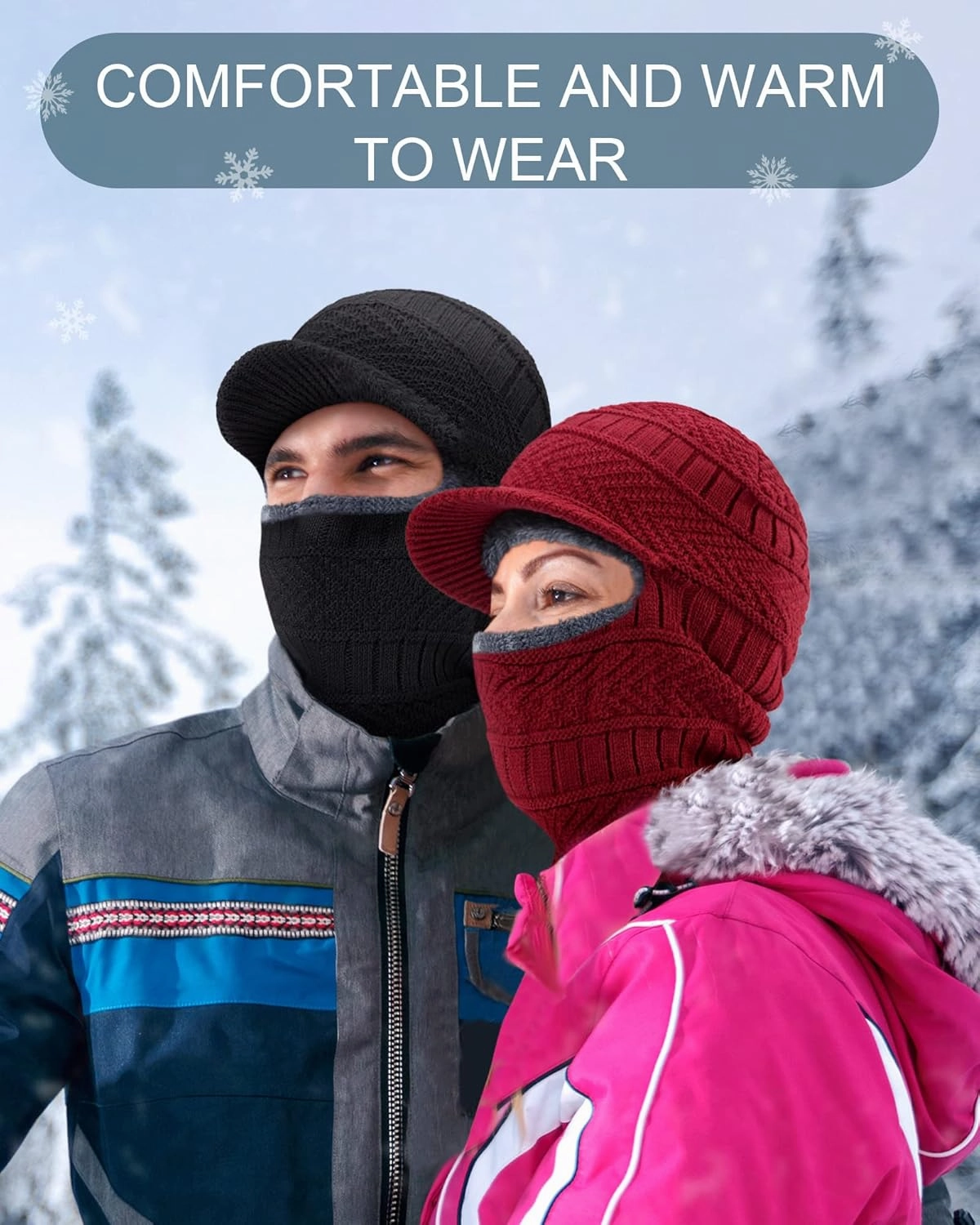 Winter Knitted Balaclava Hat Warm Cycling Face Covering Warmer Knit Hat Winter Neck Gaiter for Outdoor Sports