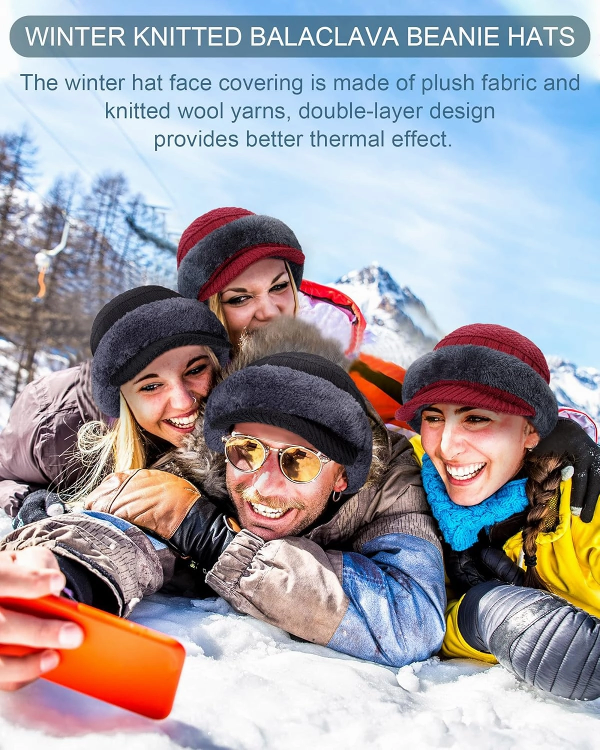 Winter Knitted Balaclava Hat Warm Cycling Face Covering Warmer Knit Hat Winter Neck Gaiter for Outdoor Sports