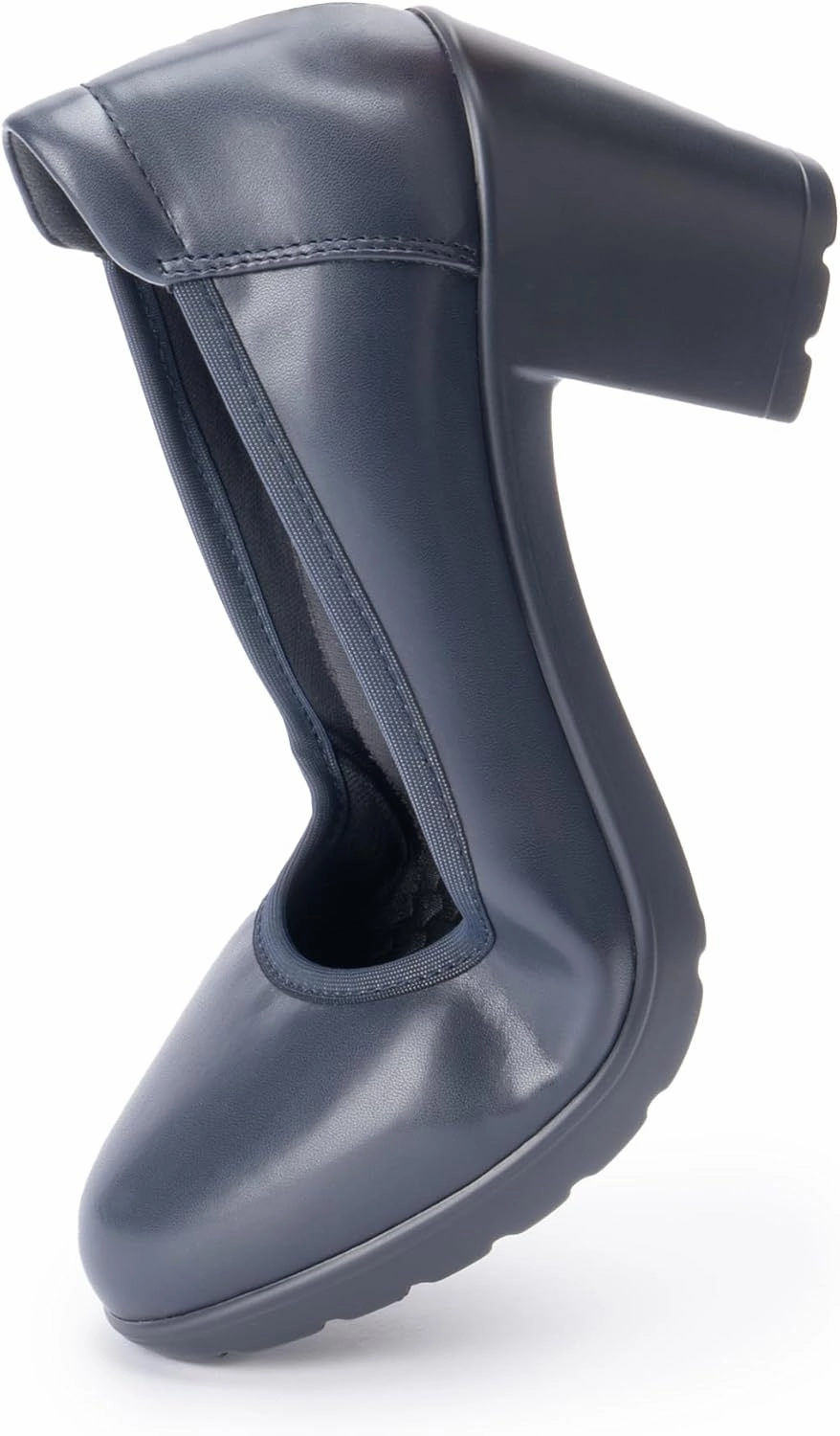 Women's Pumps with Arch Support, Chunky Closed Round Toe Block Heels for Women, Comfortable Low Heel Work Dress Shoes