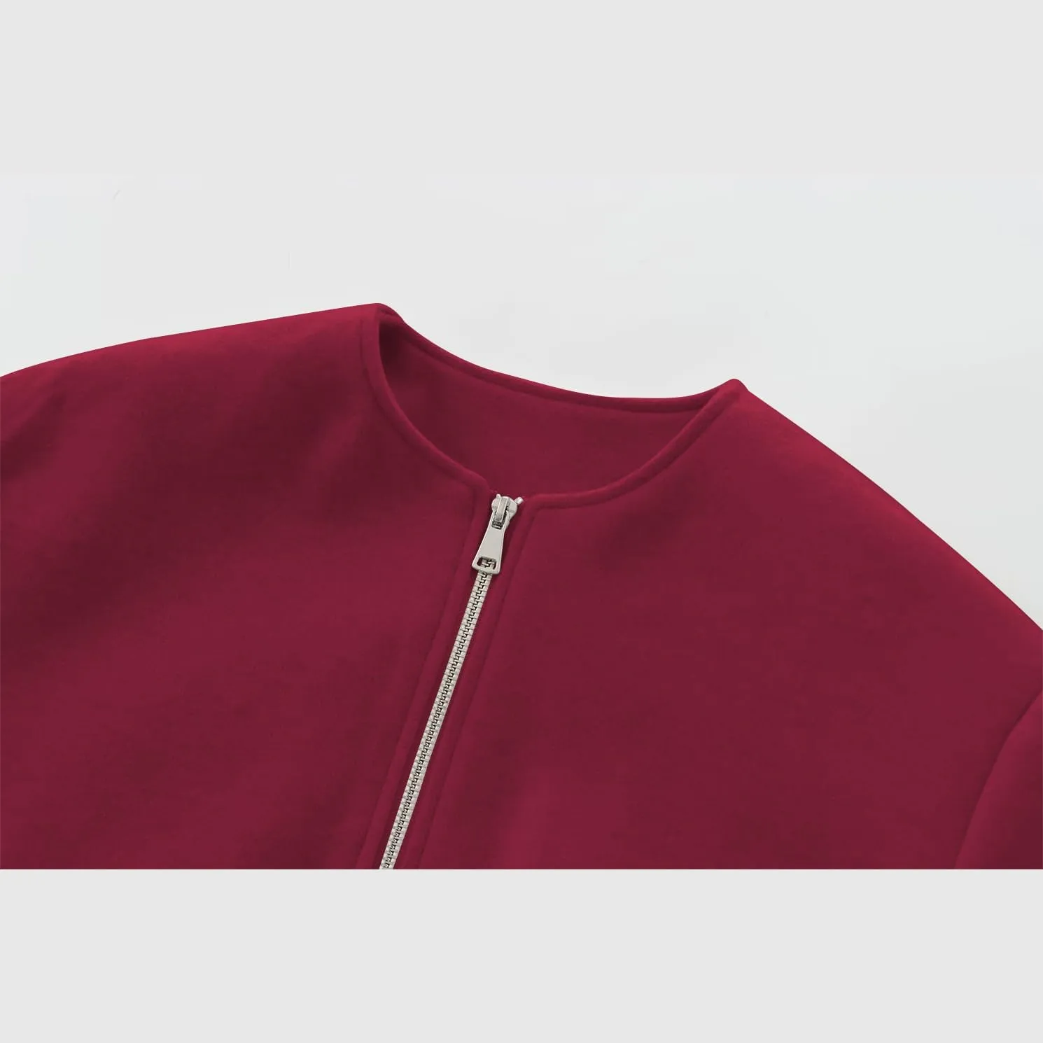 Womens Cropped Bomber Jacket Casual Zip Up Varsity Jackets Trendy Outwear Coats with Welt Pockets