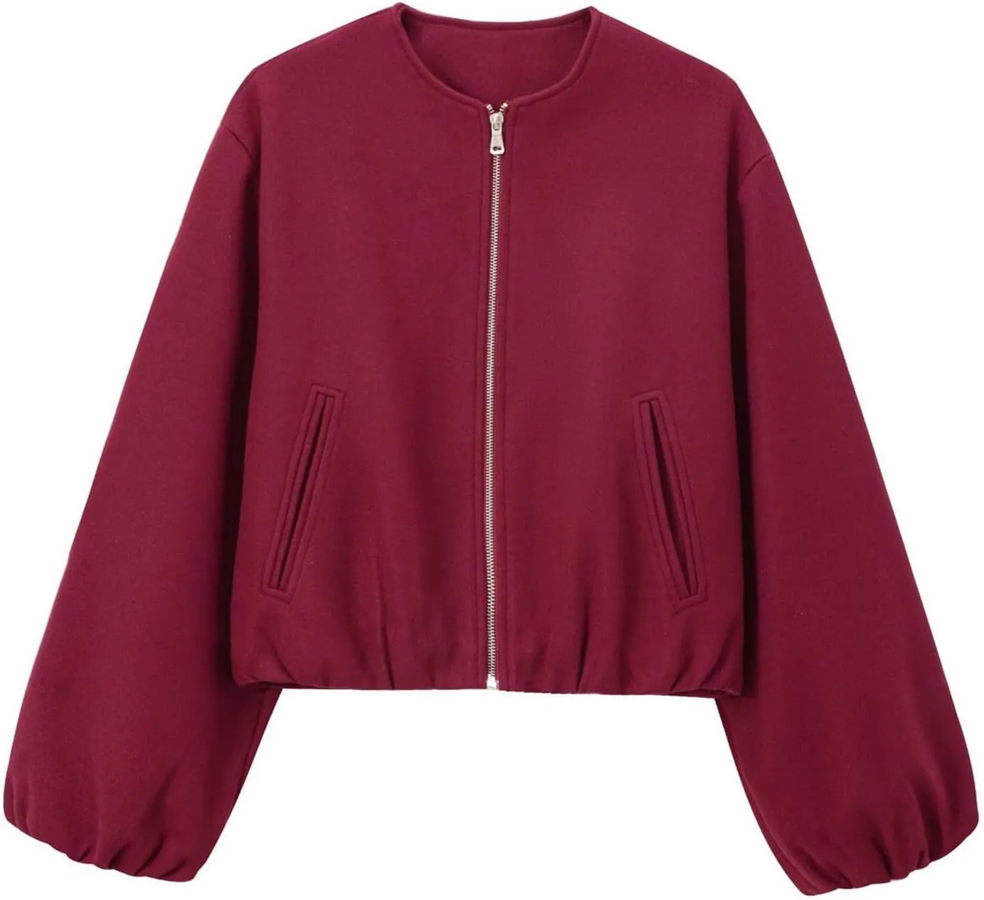 Womens Cropped Bomber Jacket Casual Zip Up Varsity Jackets Trendy Outwear Coats with Welt Pockets