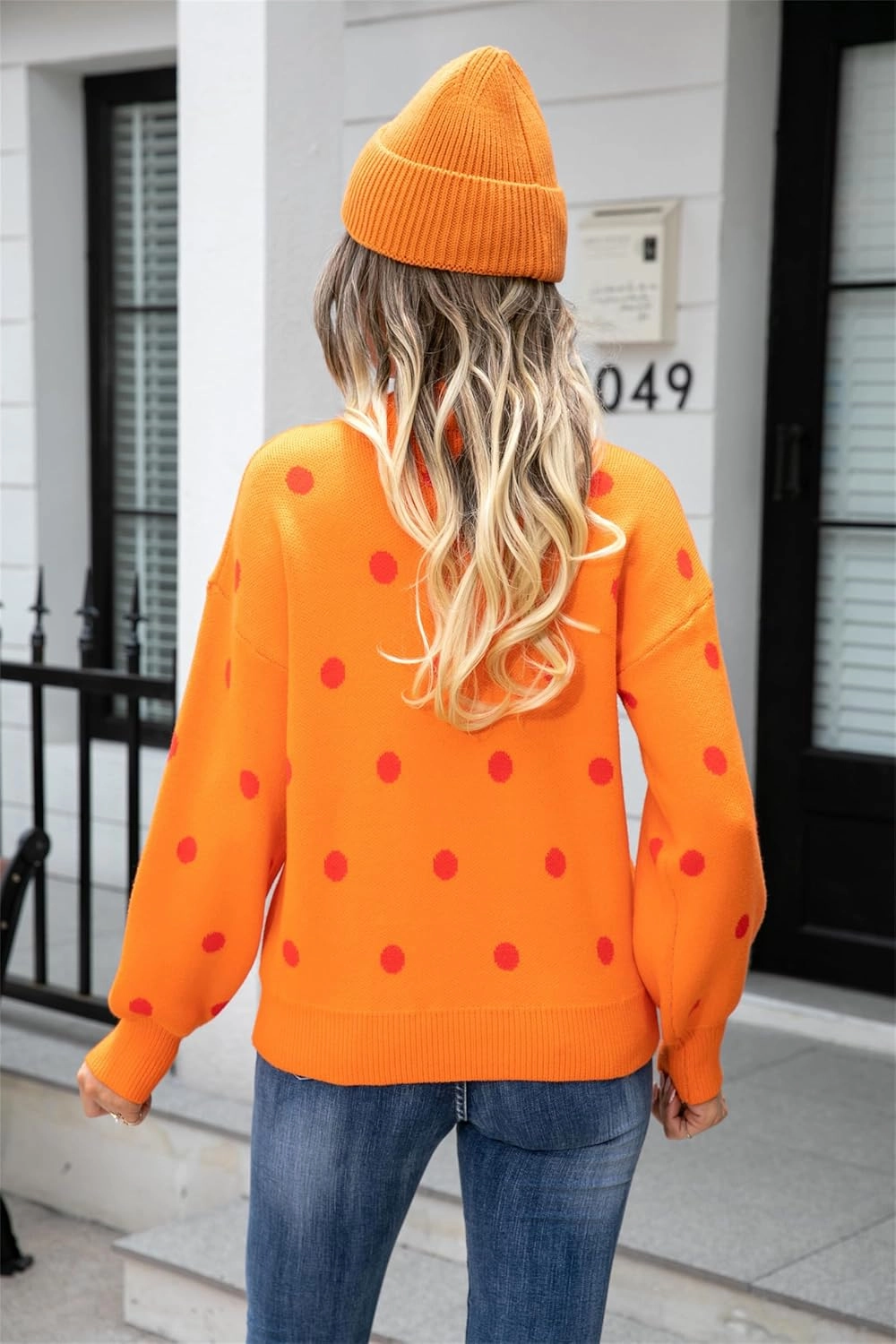 Womens Autumn Winter Sweaters Warm Comfortable Pullovers Casual Fashion Cardigans Ladies Polka Dot Knit Sweater