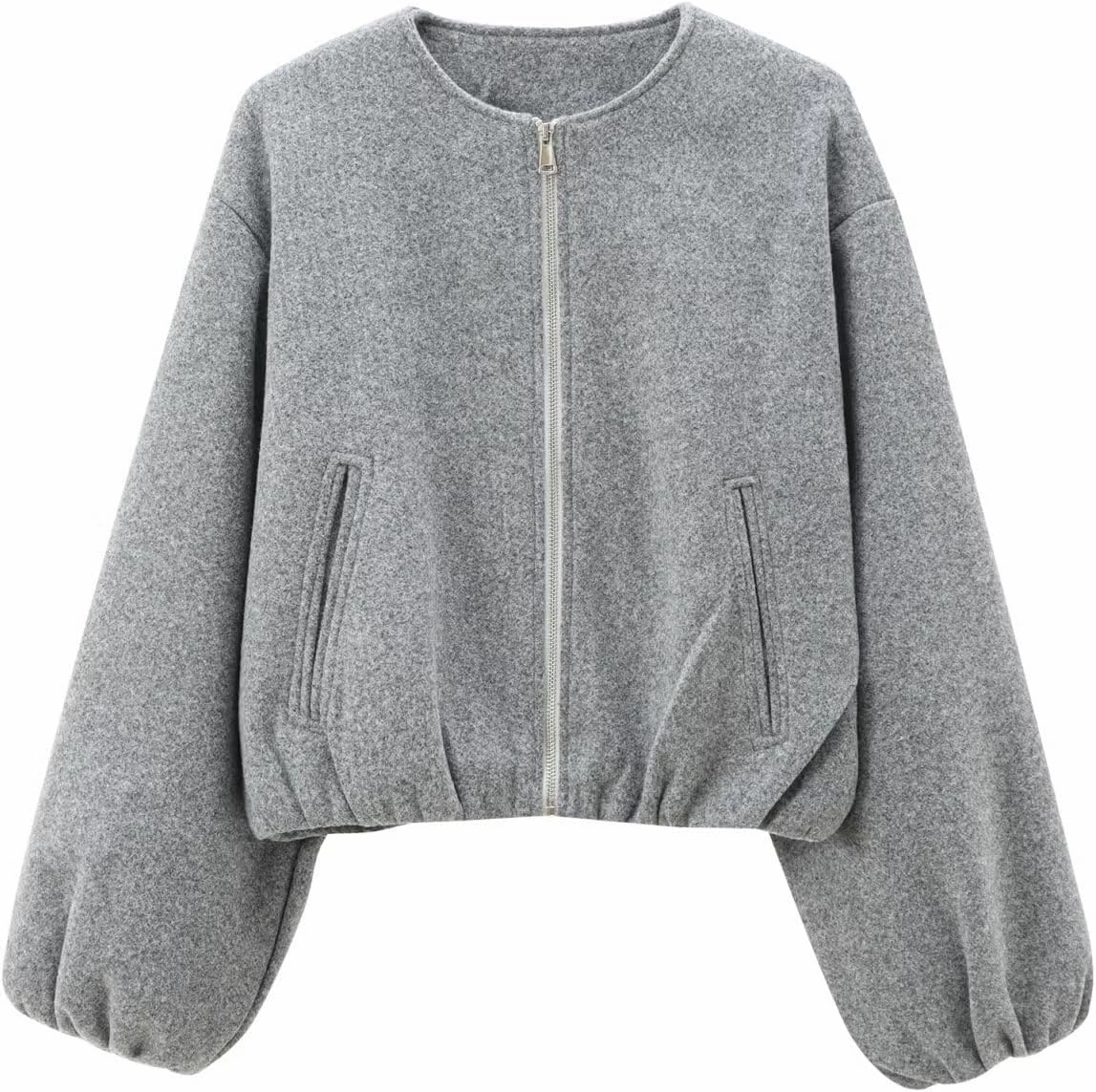 Womens Cropped Bomber Jacket Casual Zip Up Varsity Jackets Trendy Outwear Coats with Welt Pockets