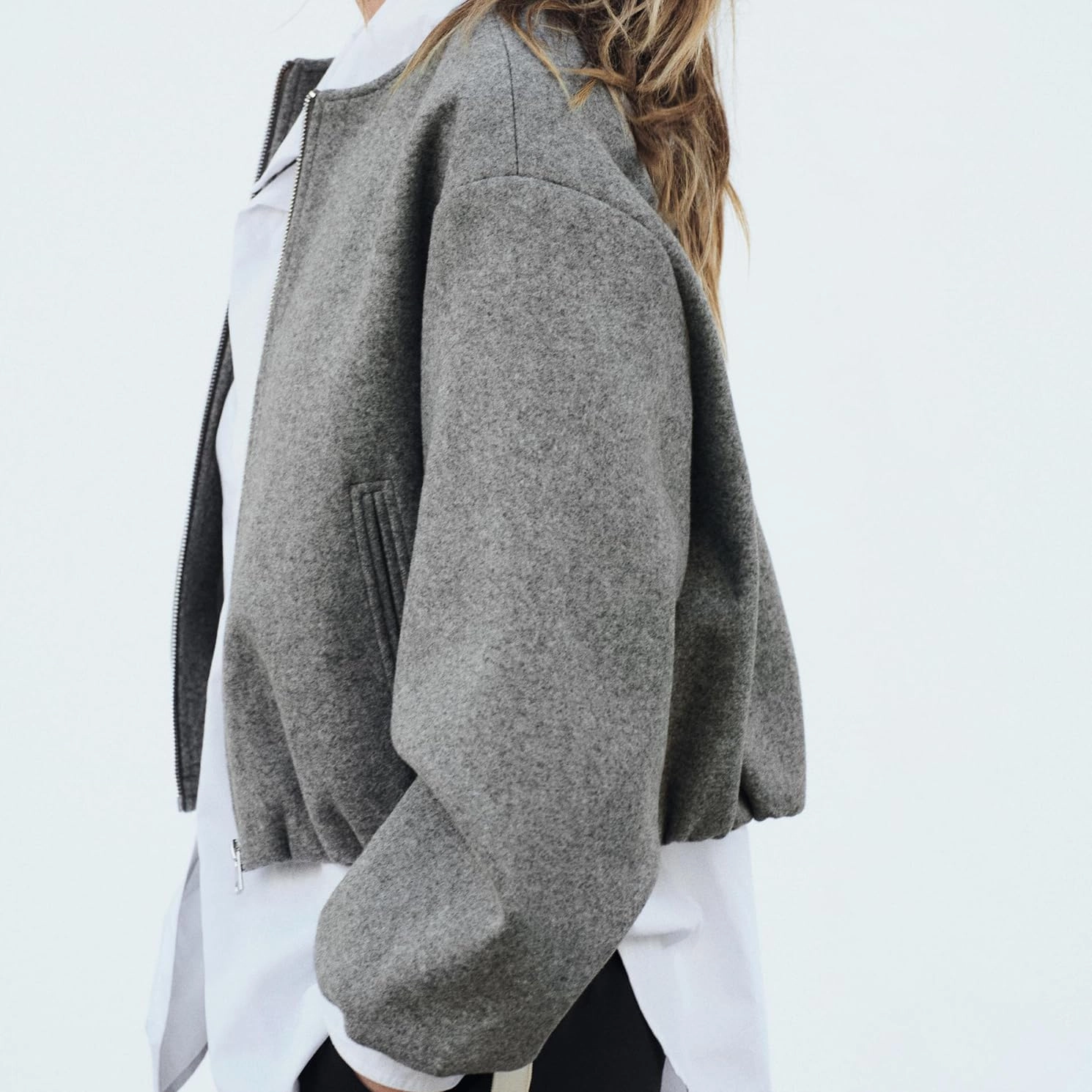 Womens Cropped Bomber Jacket Casual Zip Up Varsity Jackets Trendy Outwear Coats with Welt Pockets