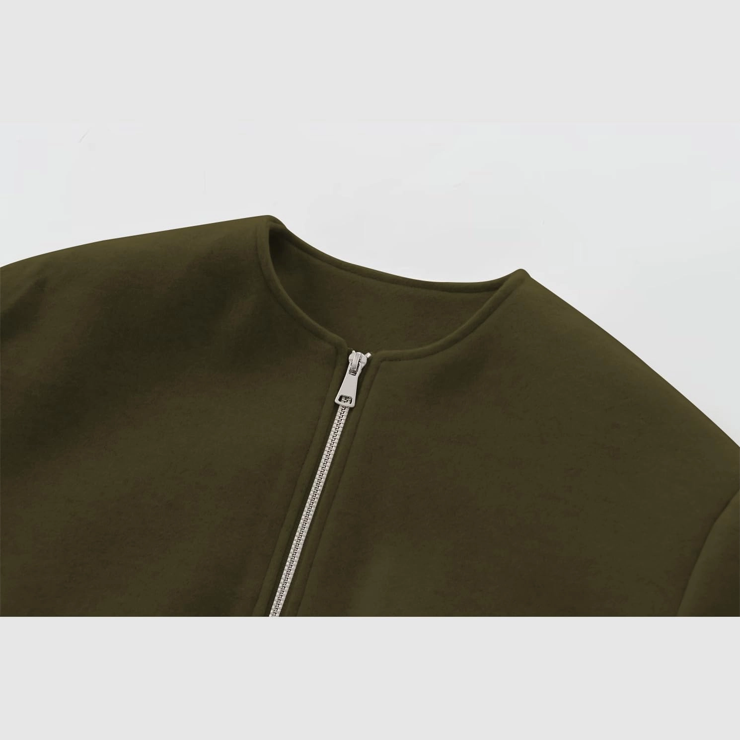 Womens Cropped Bomber Jacket Casual Zip Up Varsity Jackets Trendy Outwear Coats with Welt Pockets