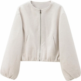 Womens Cropped Bomber Jacket Casual Zip Up Varsity Jackets Trendy Outwear Coats with Welt Pockets