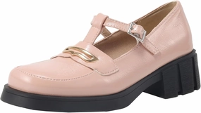 Womens T-Straps Mary Jane Shoes Low Block Heel Buckle Closure Pumps Round Toe Solid Color Dress Shoes