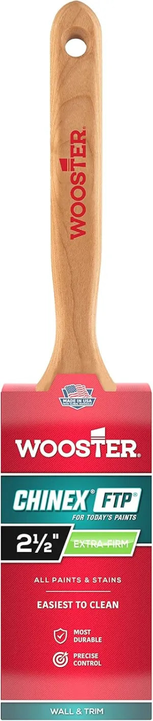 Wooster Brush 4412-2 1/2 Chinex FTP Flat Sash Paintbrush, 2 1/2 Inch
