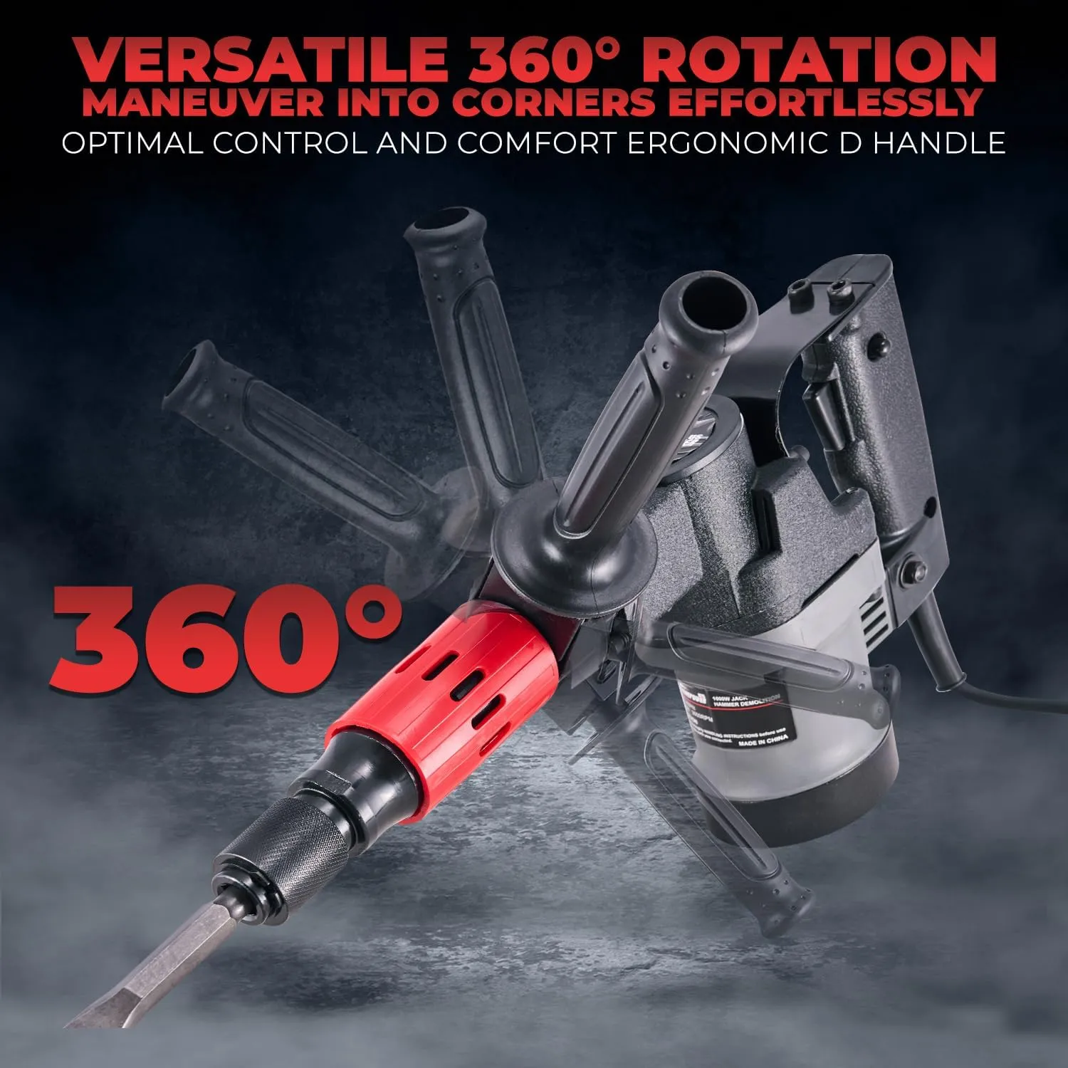 XtremepowerUS 1000W Demolition Electric Chipping Jack Hammer Concrete Breaker Chipping Chisel Bits Set With Carrying Case