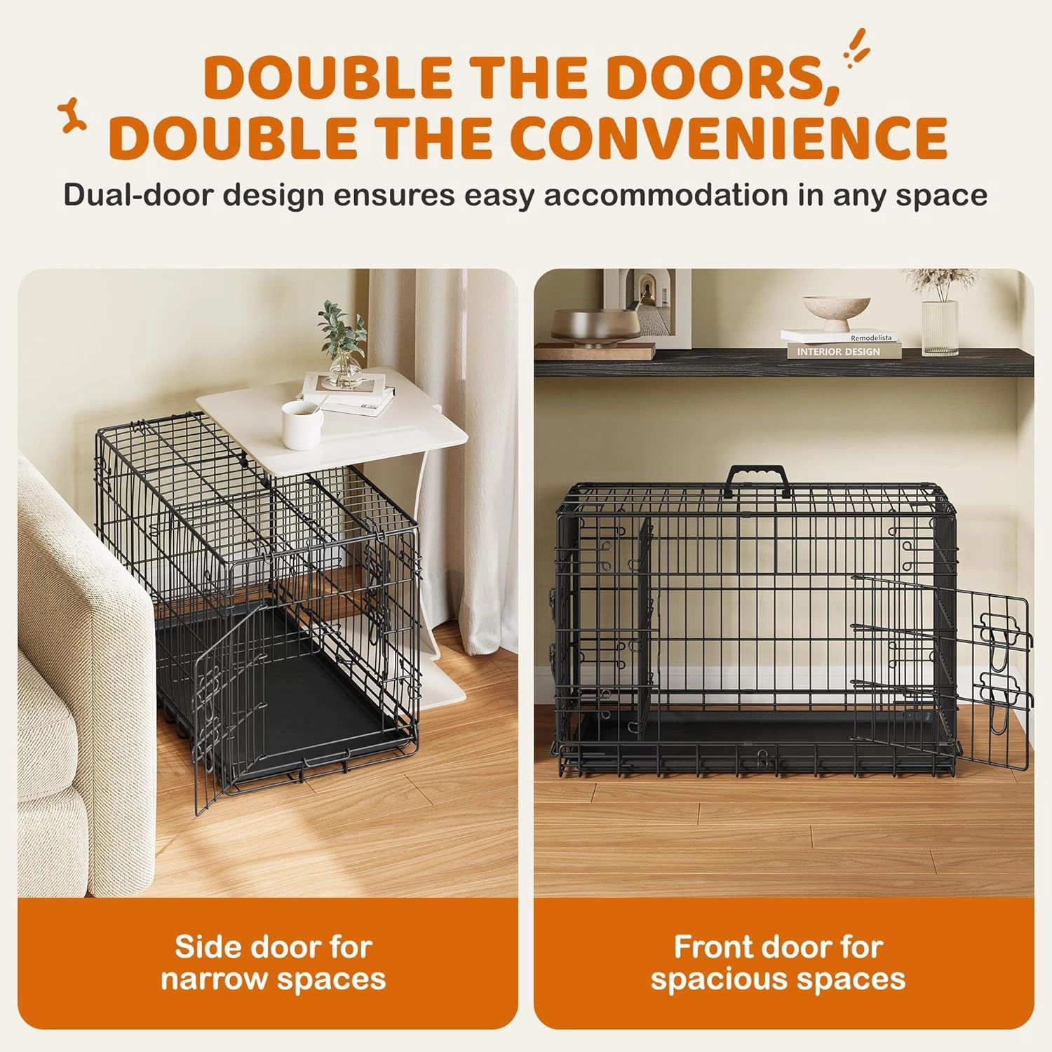 Yaheetech 30 inch Double Door Dog Crate w/Divider for Puppy, Collapsible Metal Dog Kennel with Removable Tray, Portable Travel Cage, Black