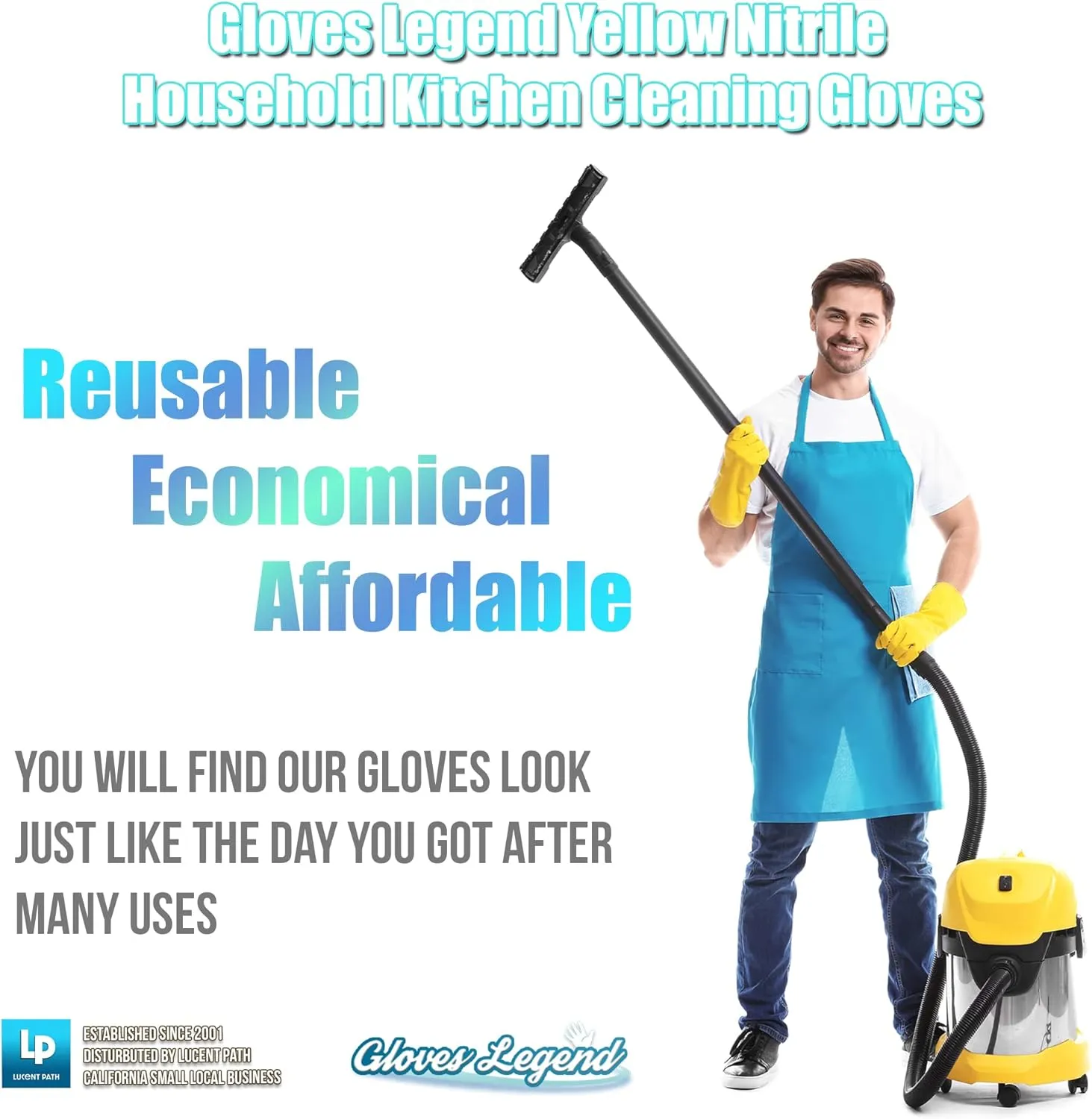 Yellow Household Kitchen Cleaning Dishwashing Reusable Gloves - Medium & Small