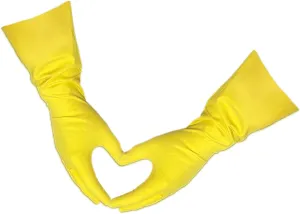 Yellow Household Kitchen Cleaning Dishwashing Reusable Gloves - Medium & Small