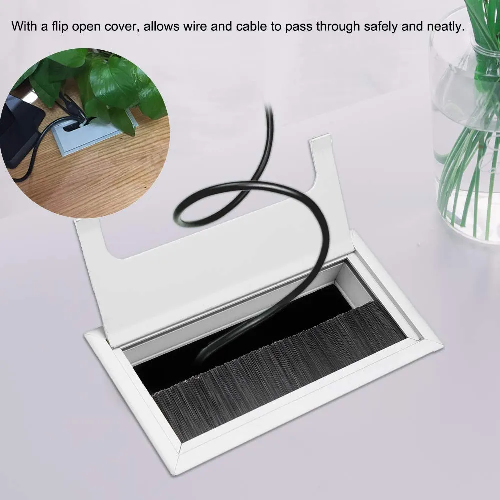 Yinhing Desk Wire Cord Cable Grommets Hole Cover, Square Aluminium Desk Computer Wire Cable Tidy Outlet Insert Hole Top Cover (M)