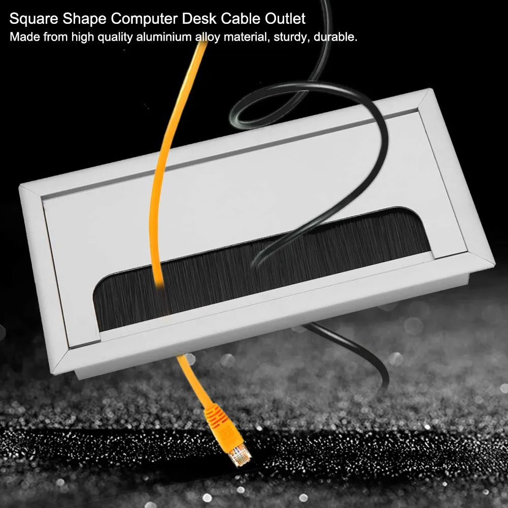 Yinhing Desk Wire Cord Cable Grommets Hole Cover, Square Aluminium Desk Computer Wire Cable Tidy Outlet Insert Hole Top Cover (M)