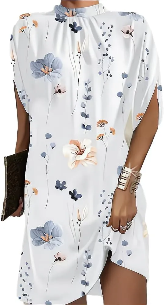 yk8fass Bat-Sleeve Round-Neck Dress yg-2501