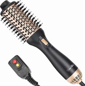 YourMate Hair Dryer Brush - Portable Hot Air Volumizing Brush with Adjustable 3 Temperature Settings for Stylish Hair Drying