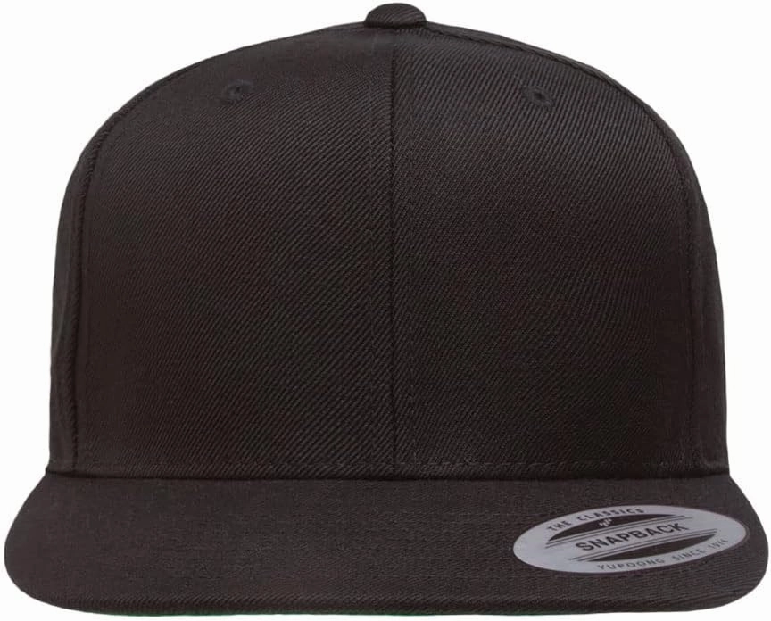 Yupoong Classics 6 Panel Premium Snapback Flatbill Hat OSFA Bundle with THP Hat & Clothing Brush