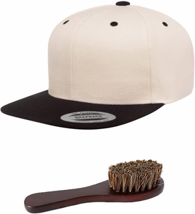 Yupoong Classics Premium 6 Panel Flatbill Snapback Hat Bundle with THP Hat & Clothing Brush