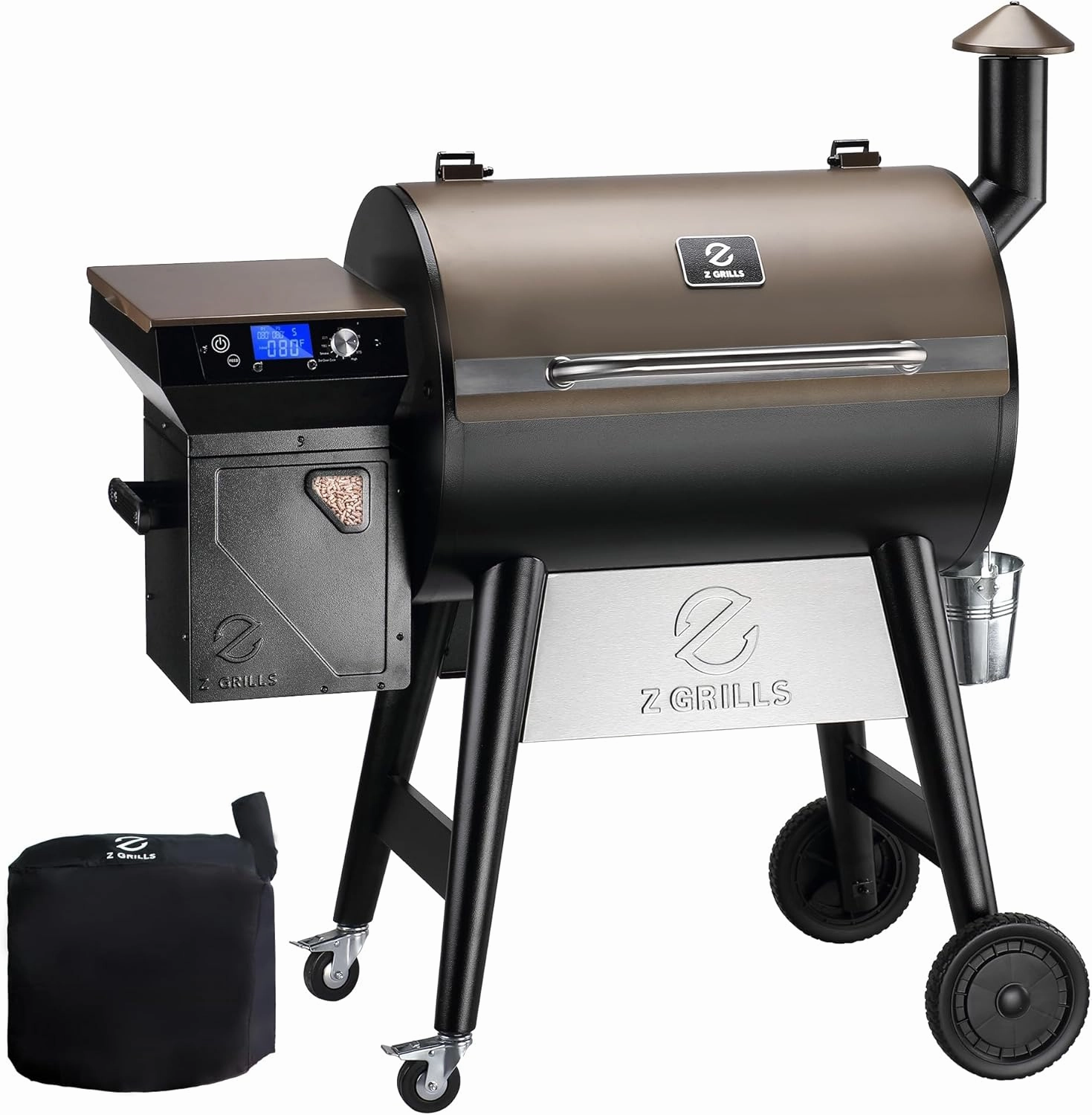 Z GRILLS Wood Pellet Grill Smoker with PID 2.1 Controller, 704 Cooking Area, Meat Probes, Rain Cover for Outdoor BBQ, 7002C