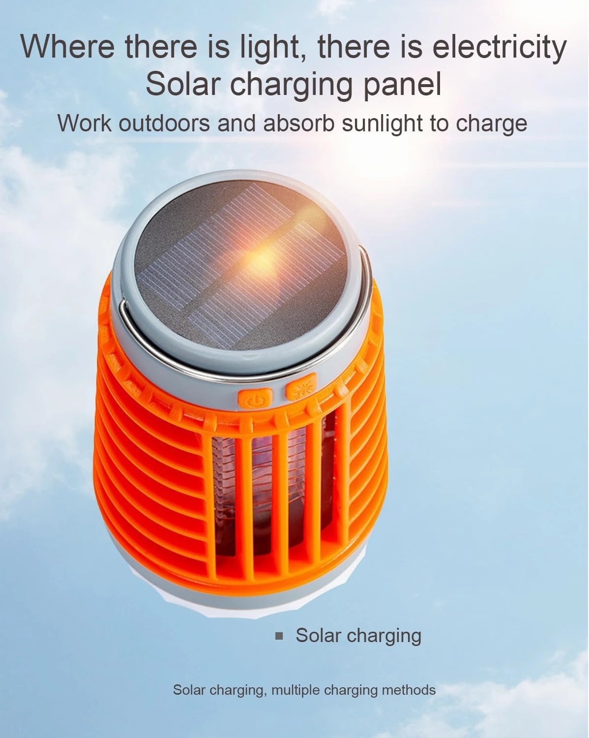 Zapranger - 2025 Profession 2 in 1 Zap Ranger, 100% Safe, Solar & USB Charging, 360° Luminous, Portable Silent Camping Light, Ipx7 Waterproof, for Indoor, Outdoor, Garden, Picnic (Orange*2)