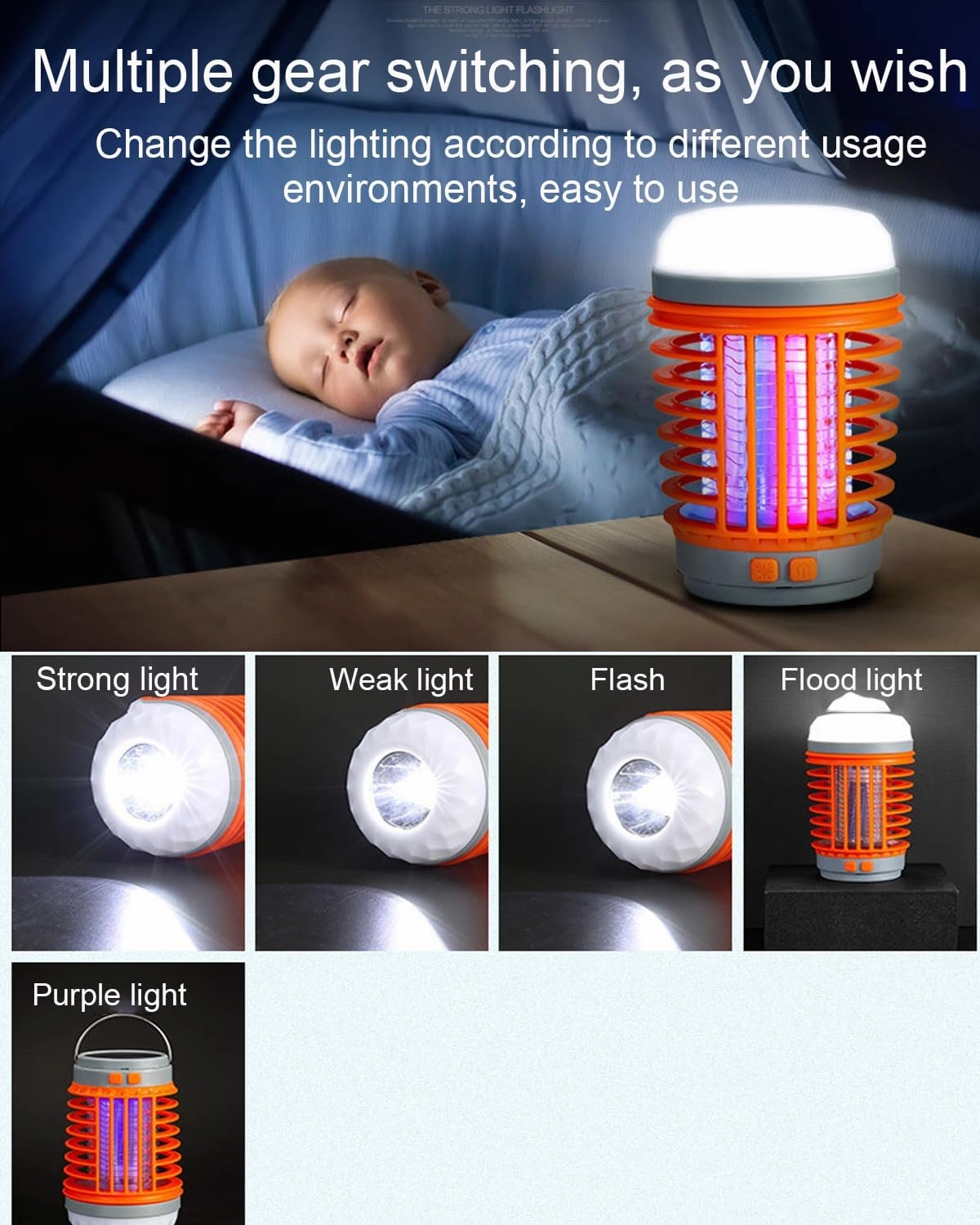 Zapranger - 2025 Profession 2 in 1 Zap Ranger, 100% Safe, Solar & USB Charging, 360° Luminous, Portable Silent Camping Light, Ipx7 Waterproof, for Indoor, Outdoor, Garden, Picnic (Orange*2)