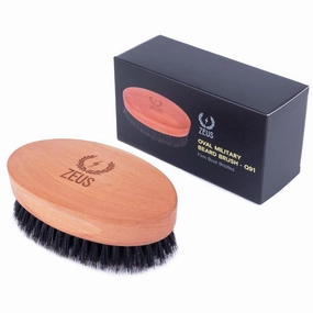 ZEUS Oval Military Beard Brush, Boar Bristle Military Style Beard Brush for Men – MADE IN GERMANY (FIRM BRISTLES) Q91