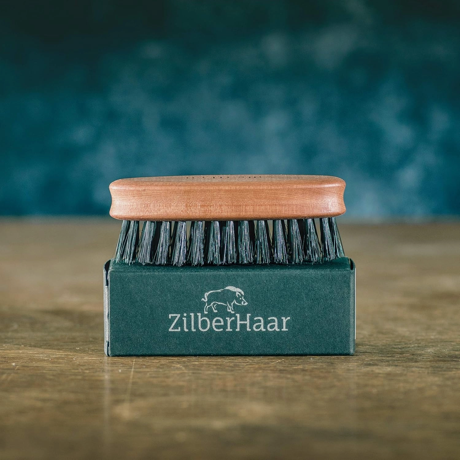 ZilberHaar Pocket Mustache and Beard Brush - Stiff Boar Bristles Small Brush - Perfect Beard Grooming Tool - Relieves beard itch - Short and Medium - Made in Europe
