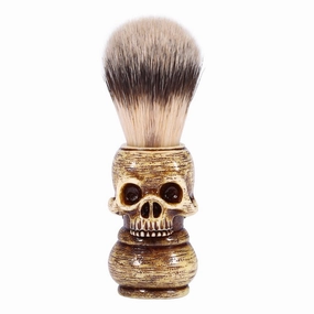 ZJchao Shaving Brush, Skull Head Shaped Handle Beard Shaving Brushes for Men Hair Salon Shave Brush for Wet Shave Men's Grooming Hair Shaving Brush Tool Gifts for Dad Boyfriend Bearded Man