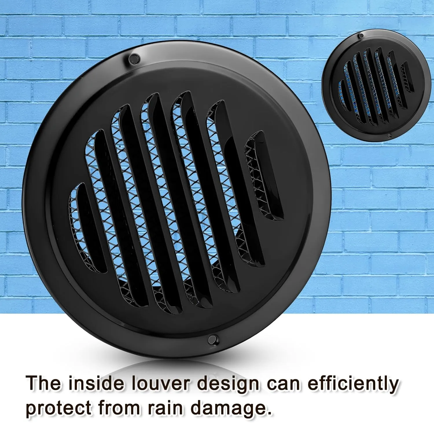 Zonon 12 Pcs Stainless Steel Soffit Vents 4 Inch Round Dryer Vent Cover with Mesh Screen for Home Outdoor Bathroom Wall Ceiling Outside Exterior Exhaust (Black)