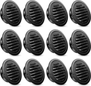 Zonon 12 Pcs Stainless Steel Soffit Vents 4 Inch Round Dryer Vent Cover with Mesh Screen for Home Outdoor Bathroom Wall Ceiling Outside Exterior Exhaust (Black)