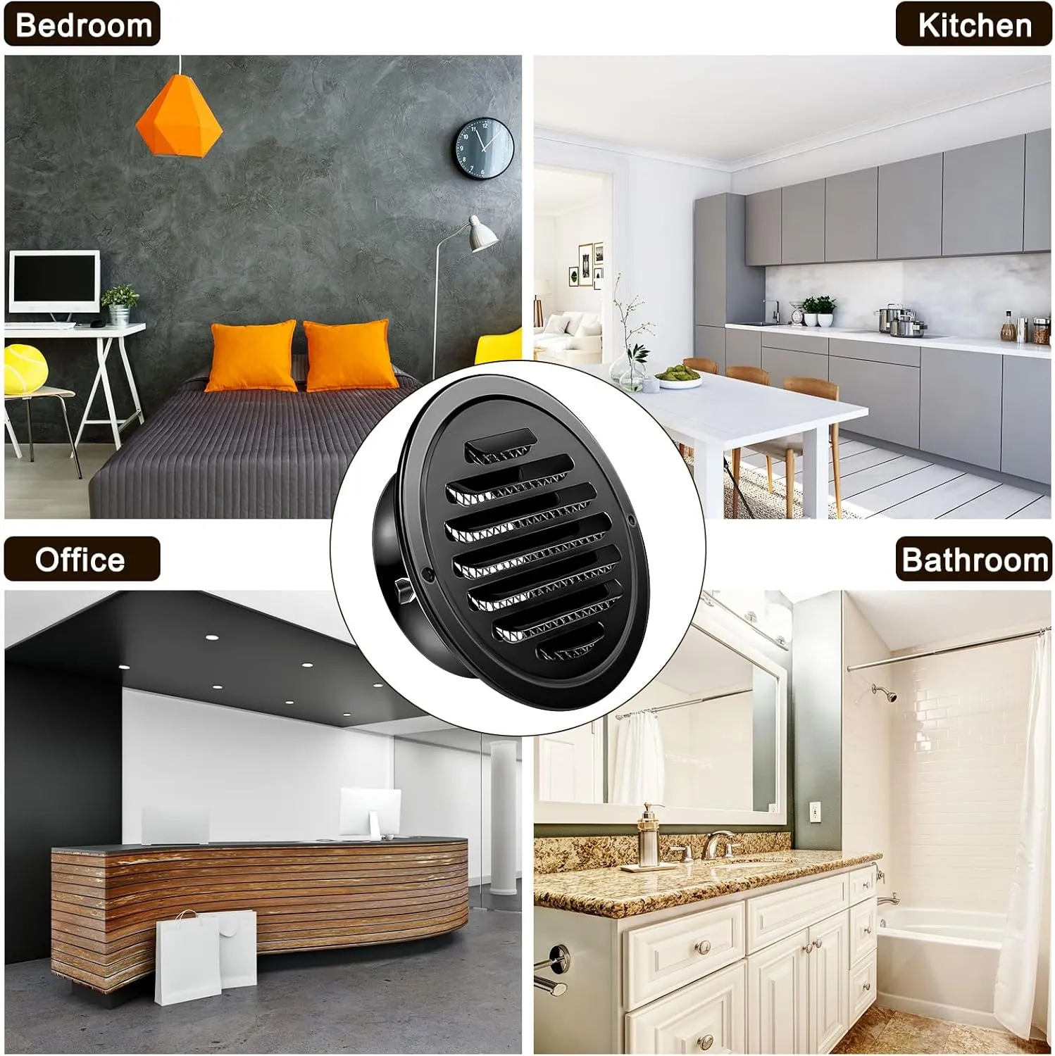 Zonon 12 Pcs Stainless Steel Soffit Vents 4 Inch Round Dryer Vent Cover with Mesh Screen for Home Outdoor Bathroom Wall Ceiling Outside Exterior Exhaust (Black)