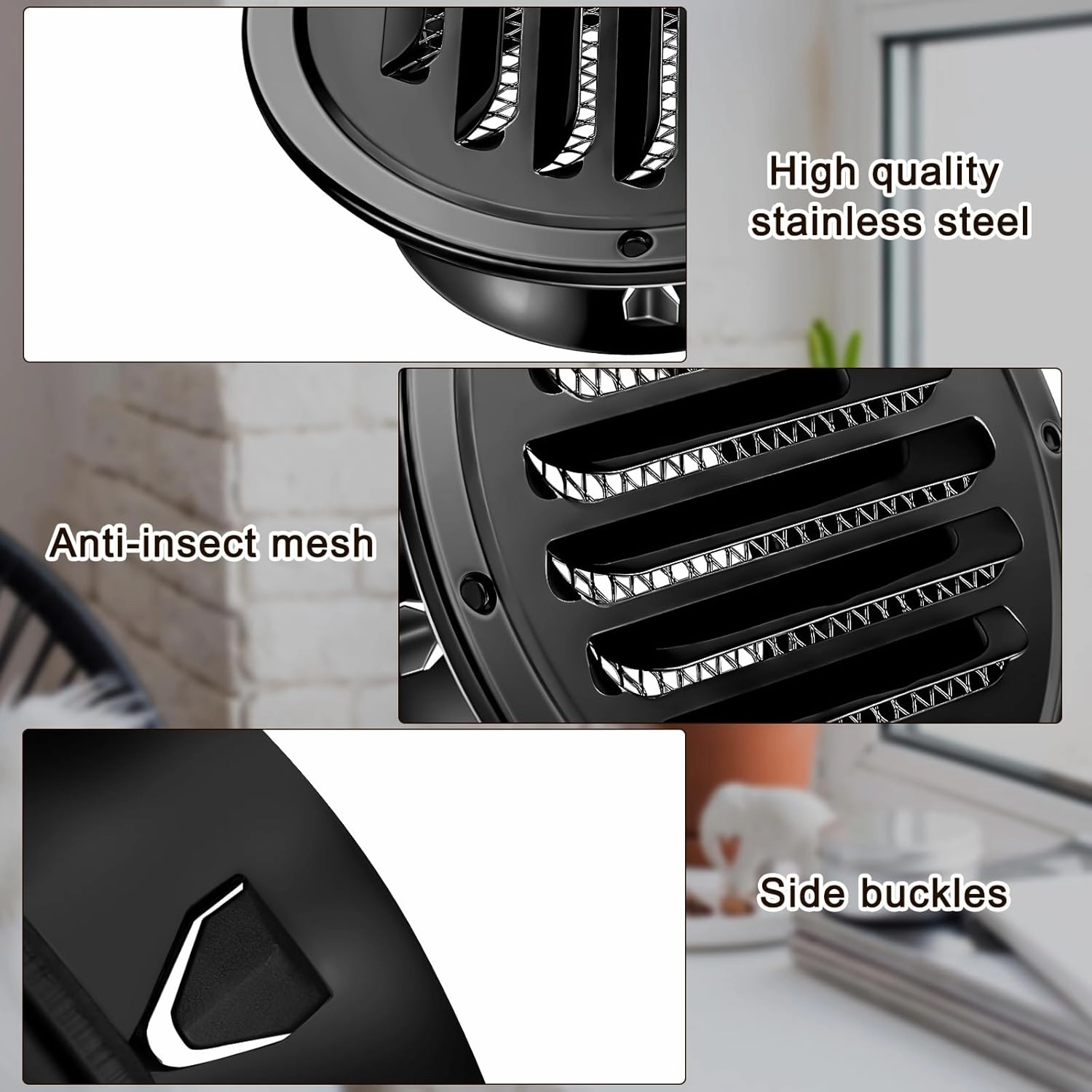 Zonon 18 Pcs Stainless Steel Soffit Vents 4 Inch Round Dryer Vent Cover with Mesh Screen for Home Outdoor Bathroom Wall Ceiling Outside Exterior Exhaust (Black)